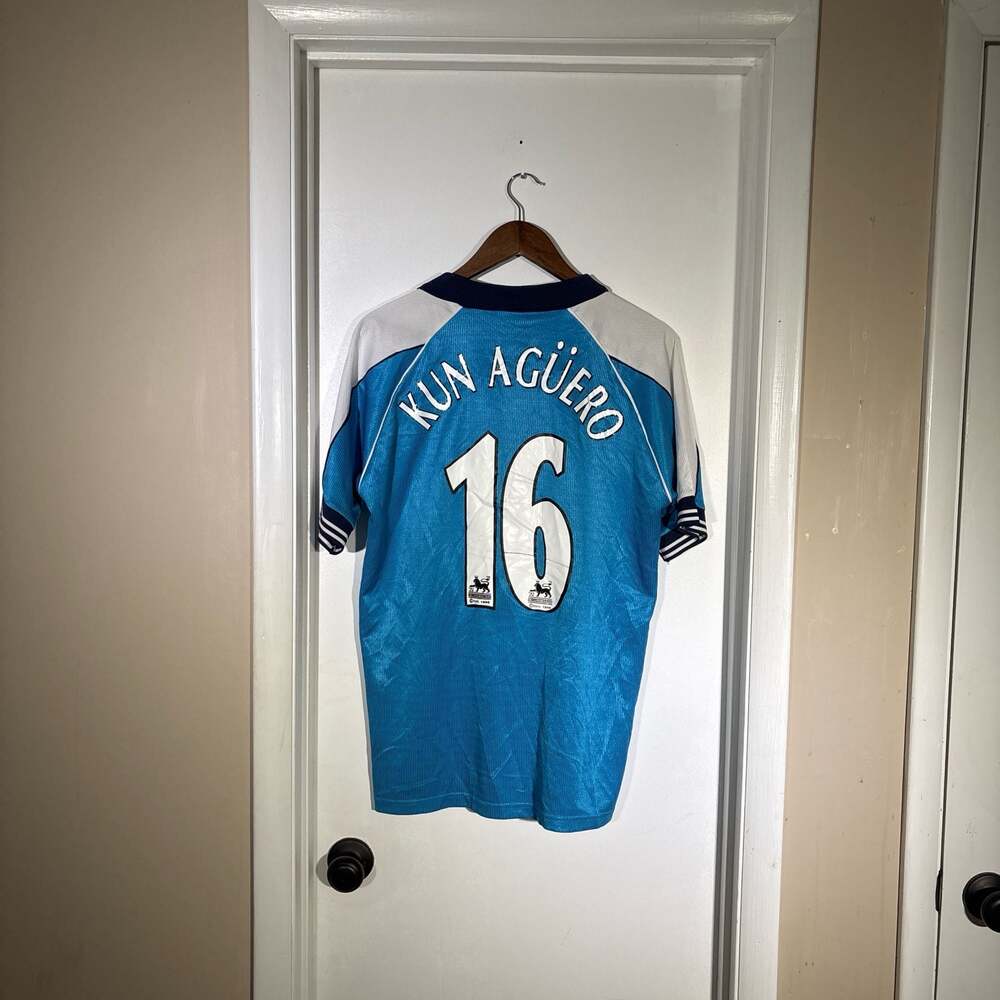 Vintage Le Coq Sportif Manchester City Kun Aguero Jersey Size 36/38